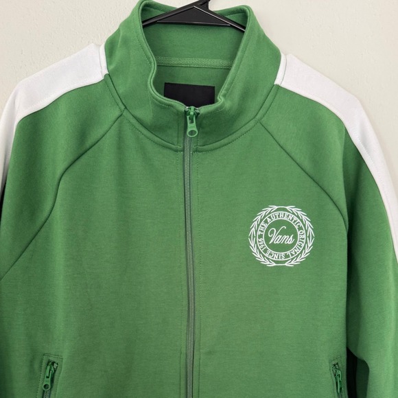 Vans Women's RelayTrack Jacket Full Zip Green White Athletic Casual Large Green - Picture 3 of 13